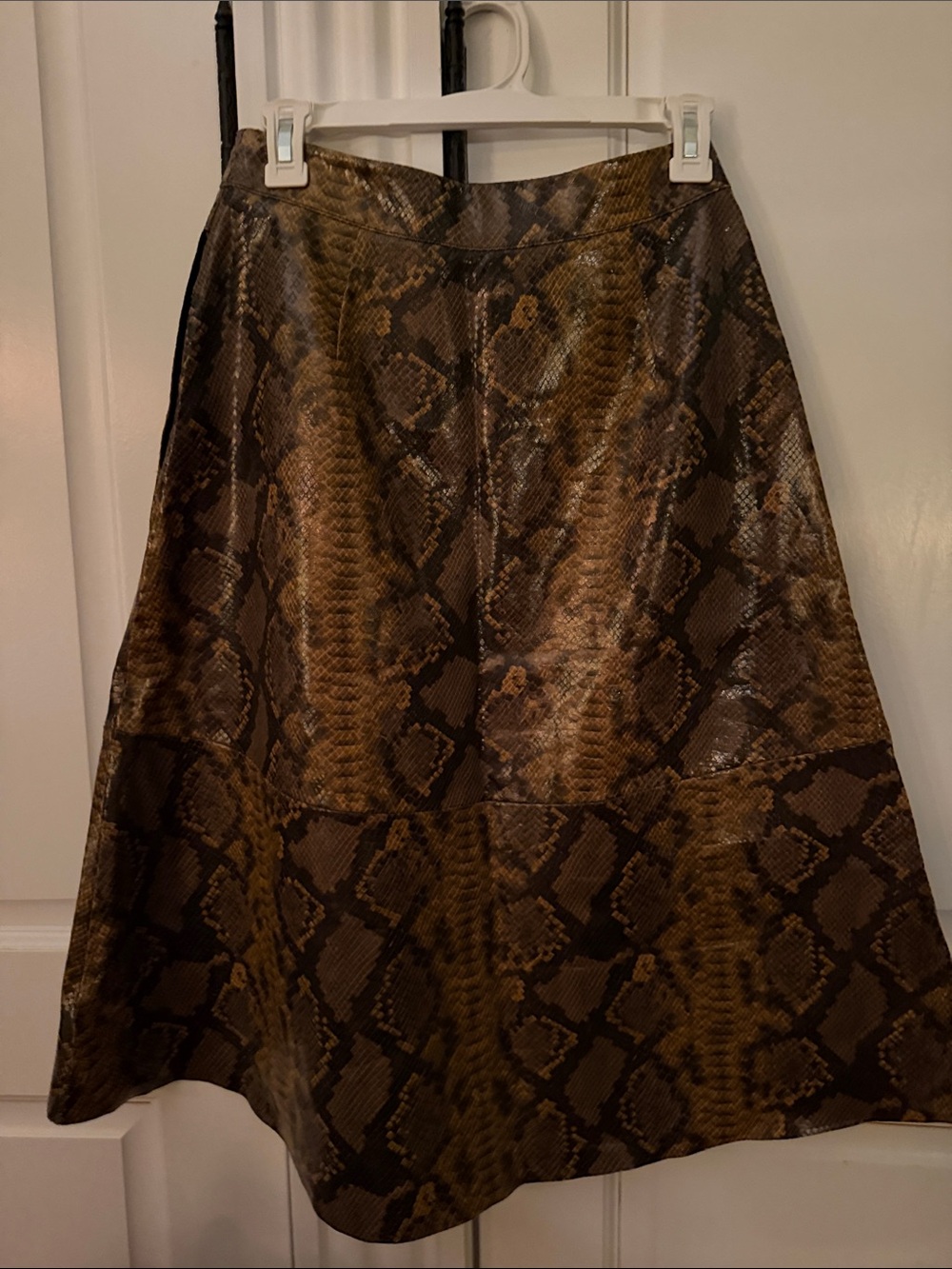 Zara Brown Snake-Print A-Line Skirt